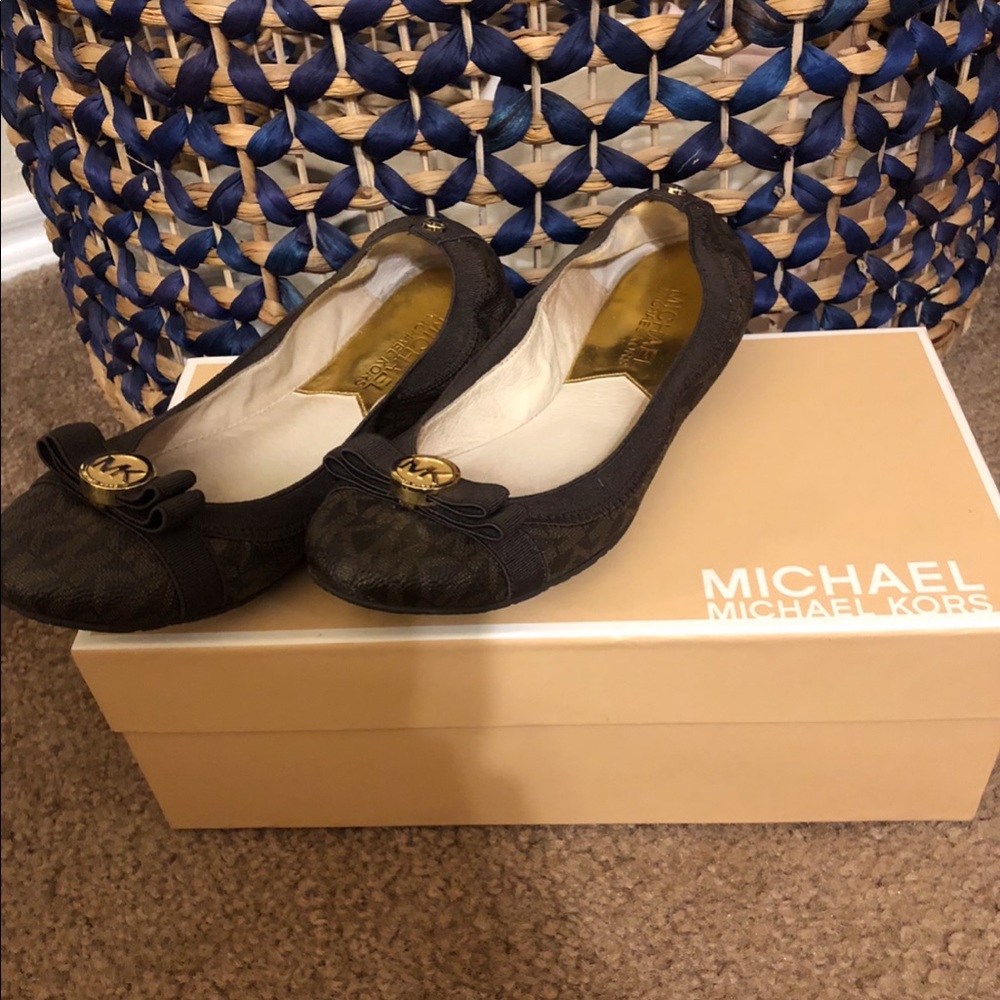 Michael Kors brown logo Dixie ballet flats
